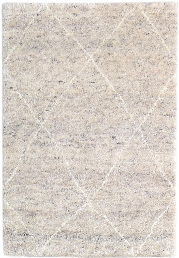 Hand Knotted Beige Wool Silk Rug 2' X 3' Shag Moroccan Diamond Small Carpet 7865143296149