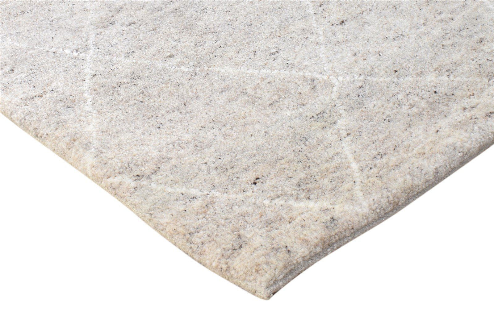 Hand Knotted Beige Wool Silk Rug 2' X 3' Shag Moroccan Diamond Small Carpet 7865143296149