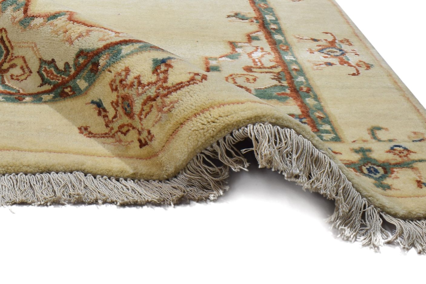 Hand Knotted Beige Wool / Silk Rug 3' X 6' Persian Oushak Oriental Small Carpet 7864089641109