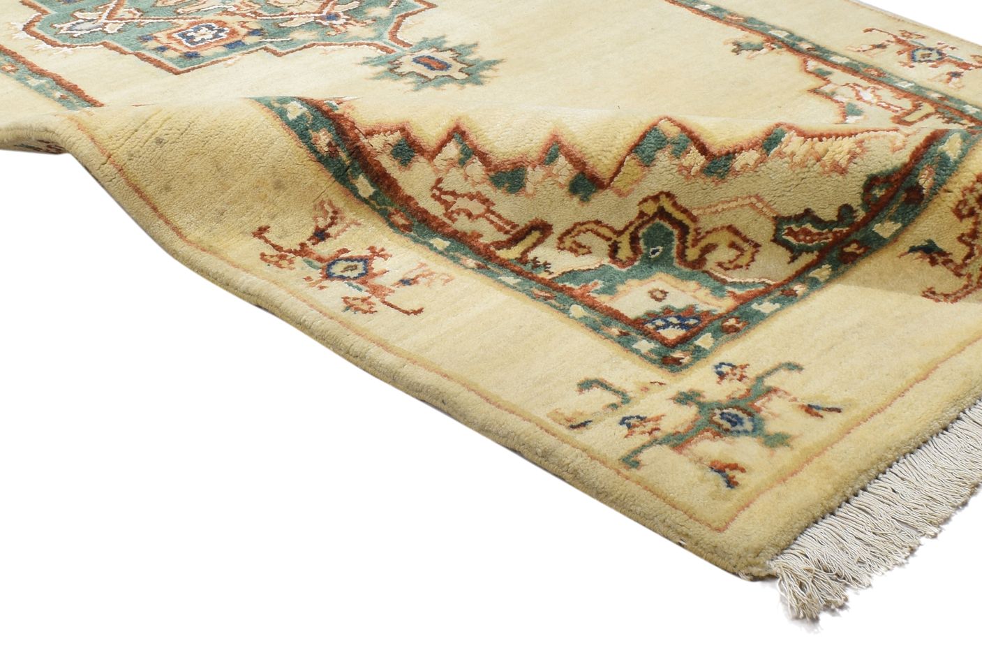 Hand Knotted Beige Wool / Silk Rug 3' X 6' Persian Oushak Oriental Small Carpet 7864089641109