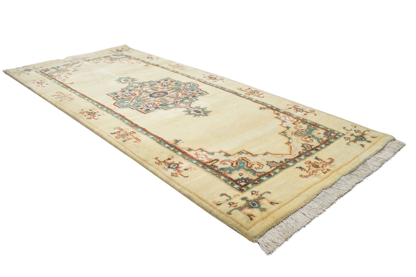 Hand Knotted Beige Wool / Silk Rug 3' X 6' Persian Oushak Oriental Small Carpet 7864089641109