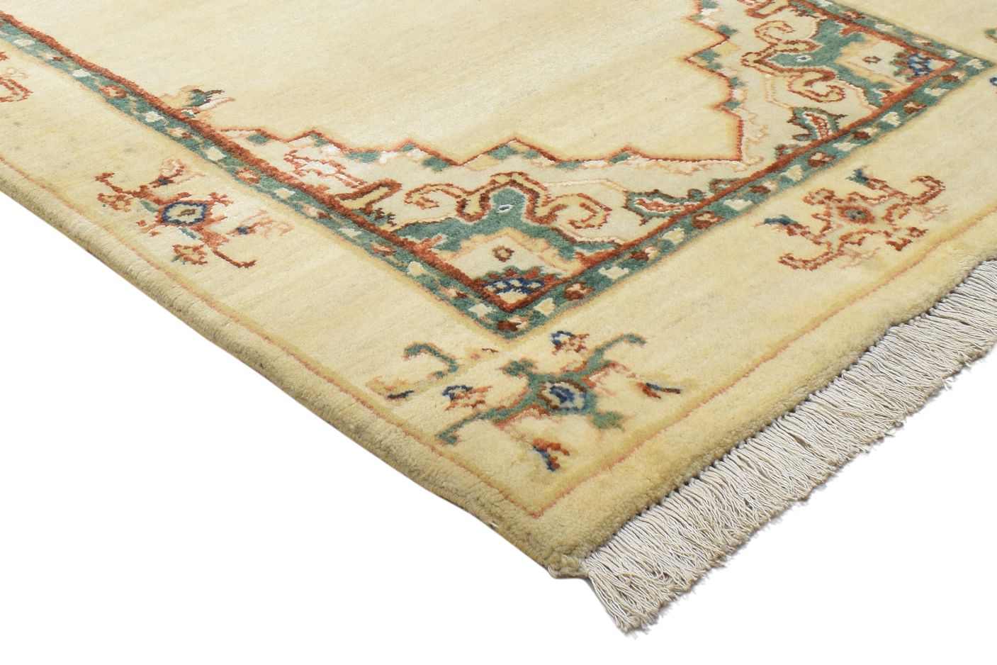 Hand Knotted Beige Wool / Silk Rug 3' X 6' Persian Oushak Oriental Small Carpet 7864089641109