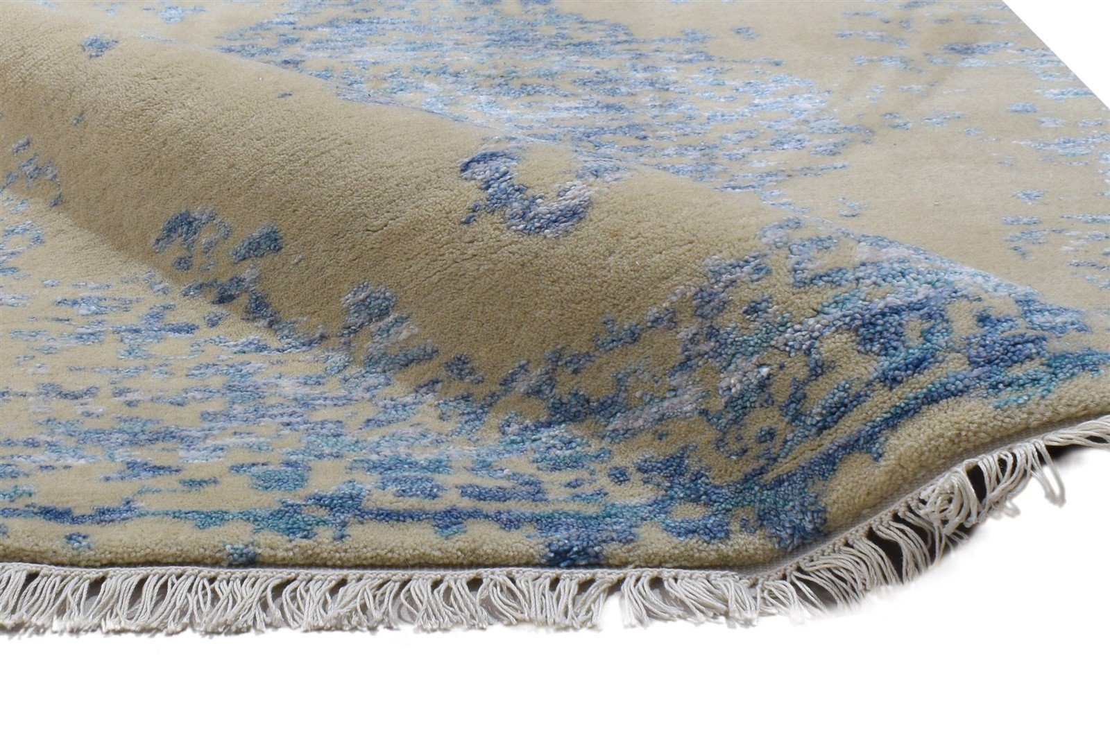 Hand Knotted Beige Wool / Silk Rug 3X10 Modern Scandinavian Abstract Small 7864099963029