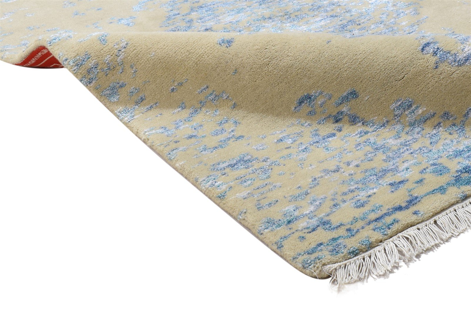 Hand Knotted Beige Wool / Silk Rug 3X10 Modern Scandinavian Abstract Small 7864099963029