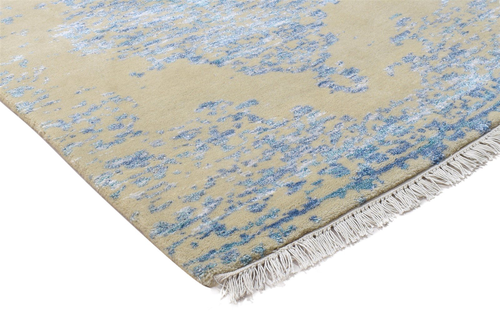 Hand Knotted Beige Wool / Silk Rug 3X10 Modern Scandinavian Abstract Small 7864099963029