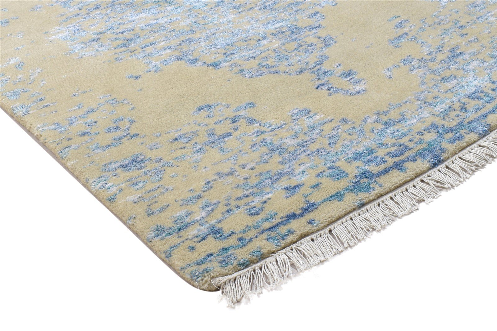 Hand Knotted Beige Wool / Silk Rug 3X10 Modern Scandinavian Abstract Small 7864099963029
