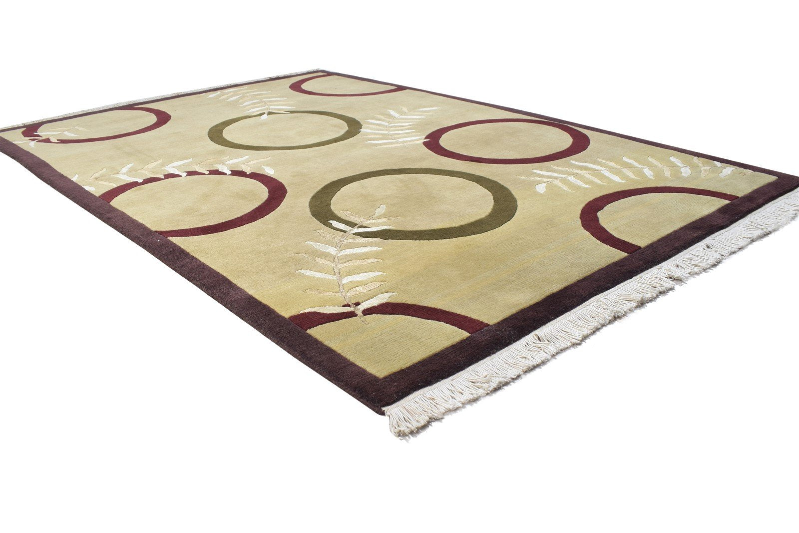 Hand Knotted Beige Wool / Silk Rug 5X7 Persian Gabbeh Tribal Room Size Carpet 7864893735061