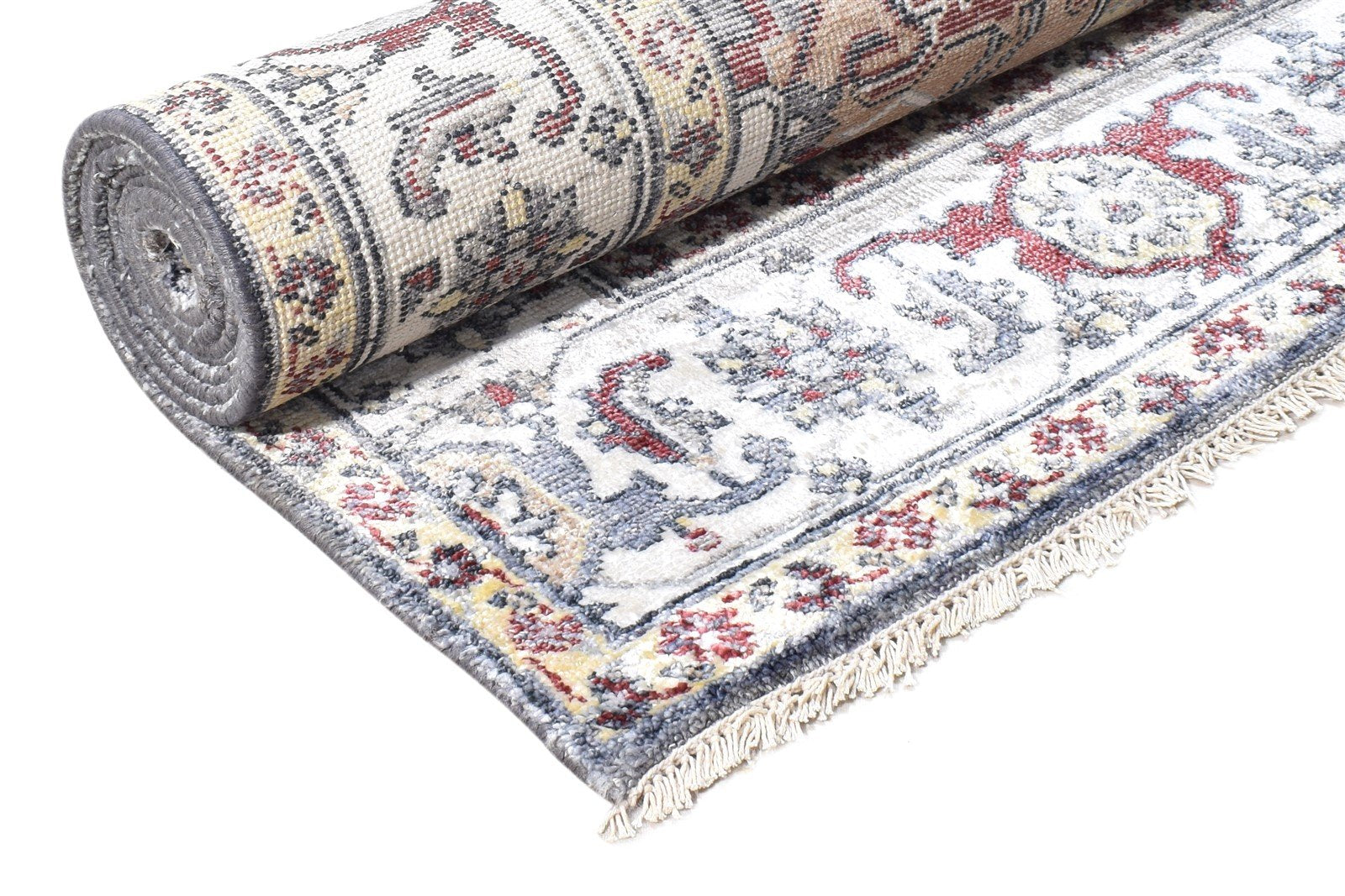 Hand Knotted Beige Wool / Silk Rug 6X9 Persian Heriz-Indian Oriental Room Size 7864999510165