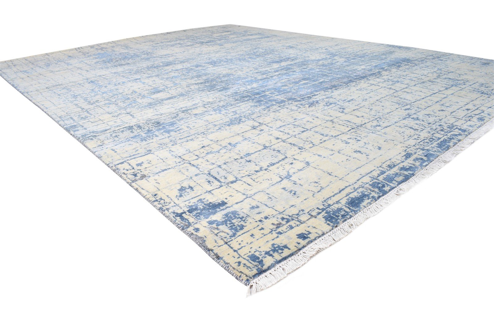 Page Hand Knotted Beige Wool / Silk Rug 9X12 Modern American Abstract 7865149292693