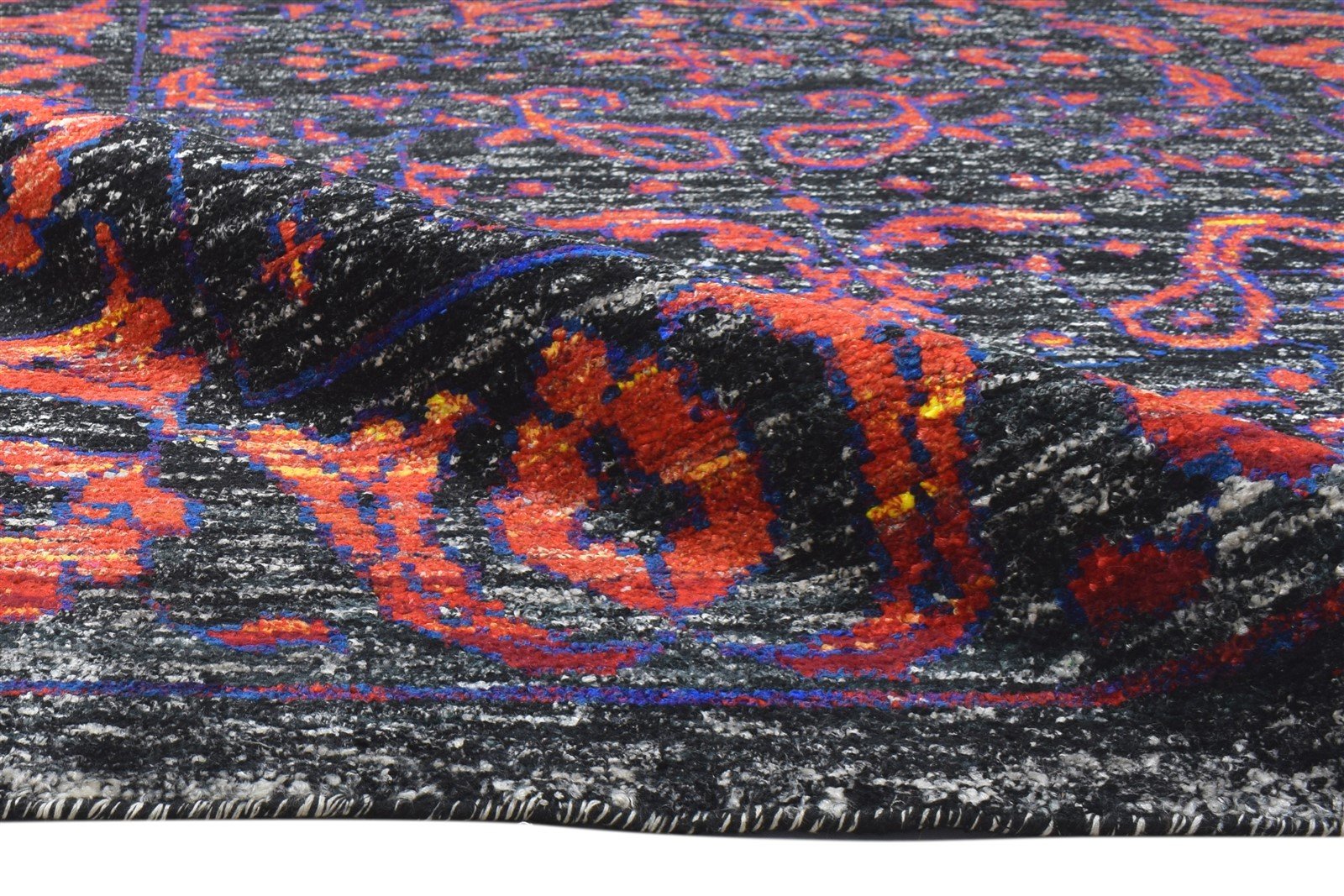 Anne Hand Knotted Black Silk Rug 5' X 8' Modern Bohemian Oriental 7864098357397
