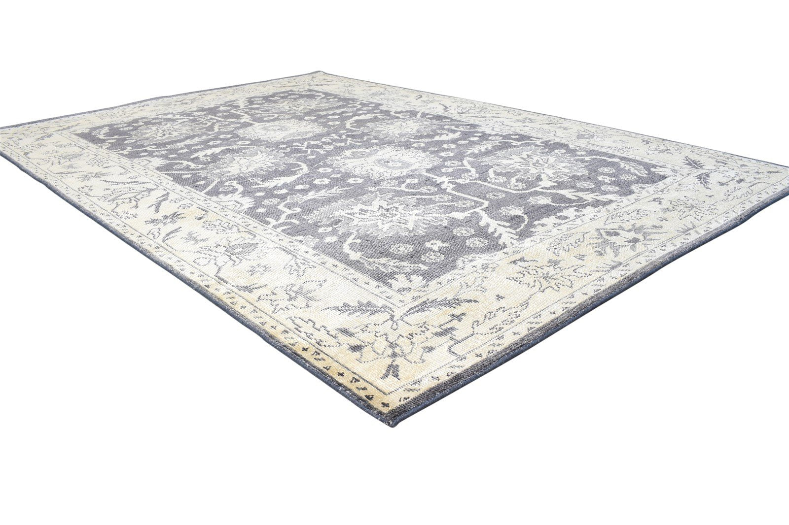 Hand Knotted Black Silk Rug 5' X 8' Persian Oushak Oriental Room Size Carpet 7864802869397