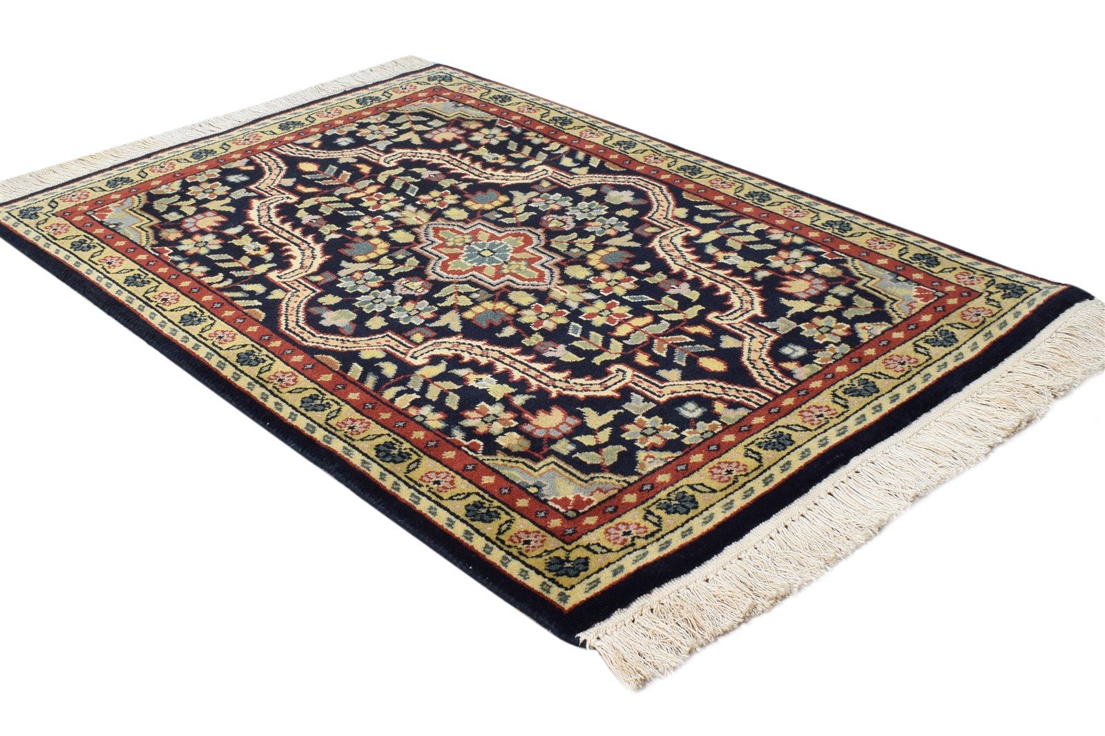 Faustine Hand Knotted Black Wool Rug 2' X 3' Persian Kashan Oriental 7864646697109