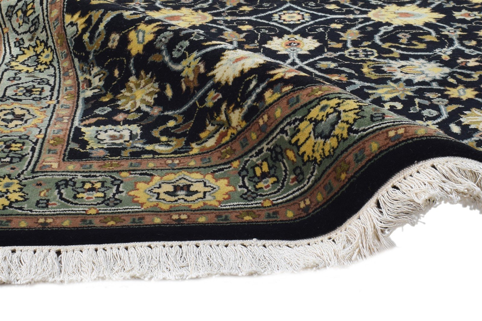 Hand Knotted Black Wool Rug 3' X 10' Persian Kashan Oriental Small Runner 7864680513685
