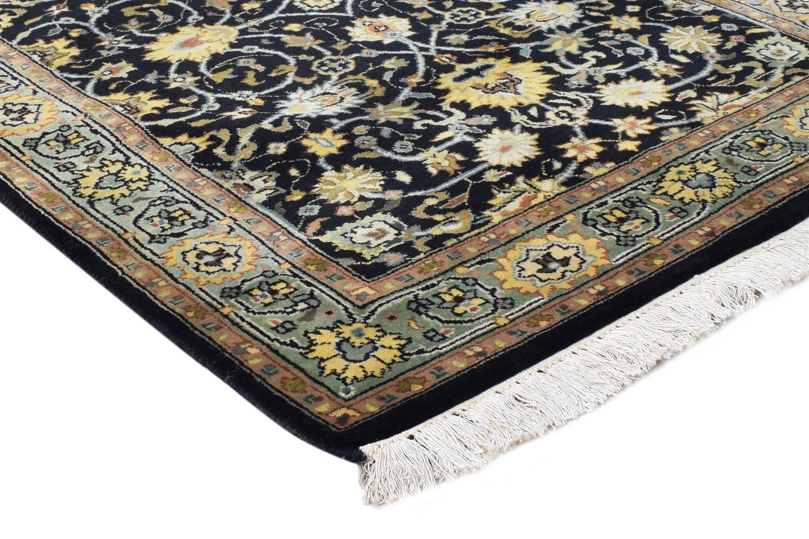 Hand Knotted Black Wool Rug 3' X 10' Persian Kashan Oriental Small Runner 7864680513685