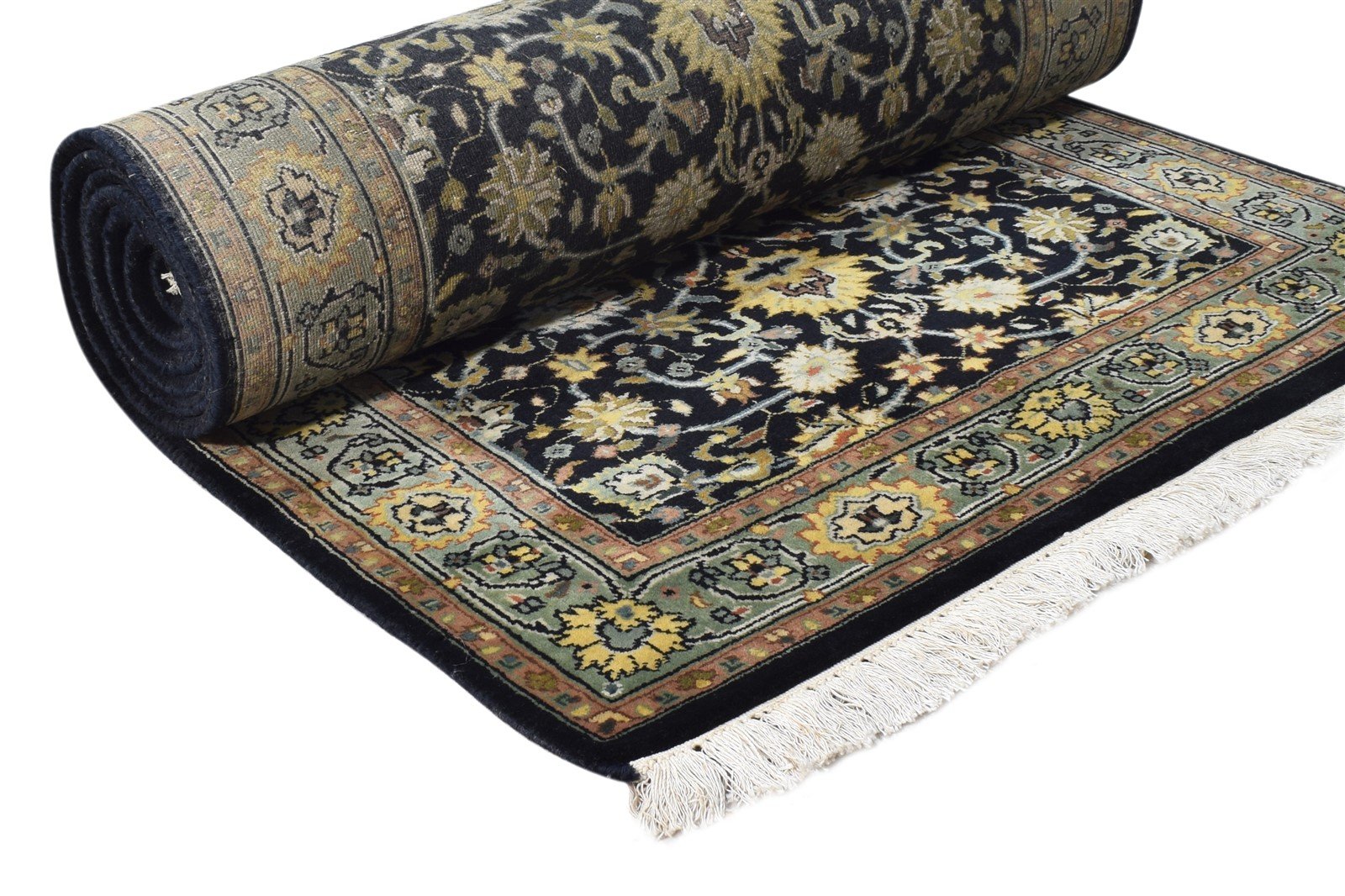 Hand Knotted Black Wool Rug 3' X 10' Persian Kashan Oriental Small Runner 7864680513685