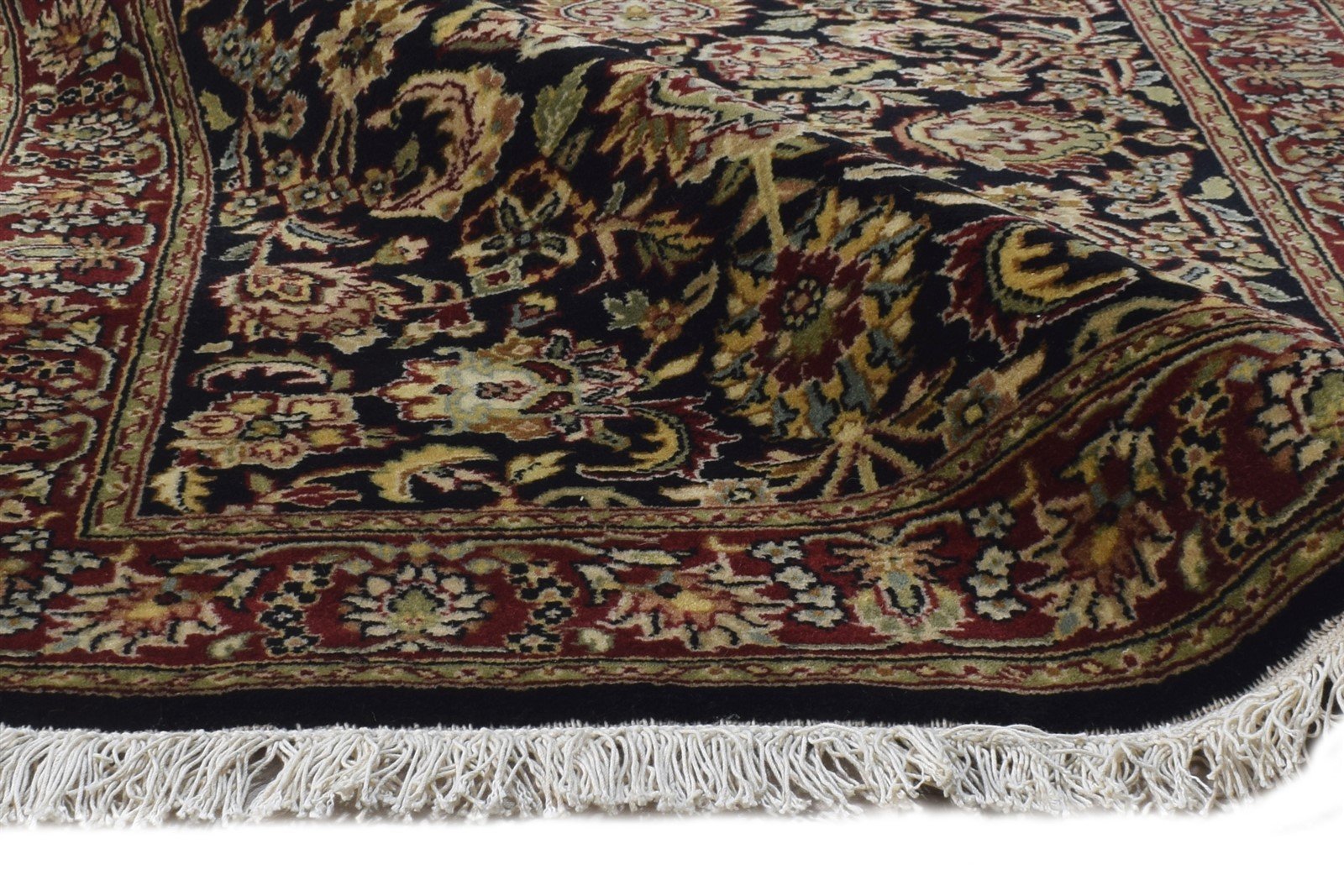 Nicolina Hand Knotted Black Wool Rug 3' X 11' Persian Kashan Oriental Runner 7864639324309
