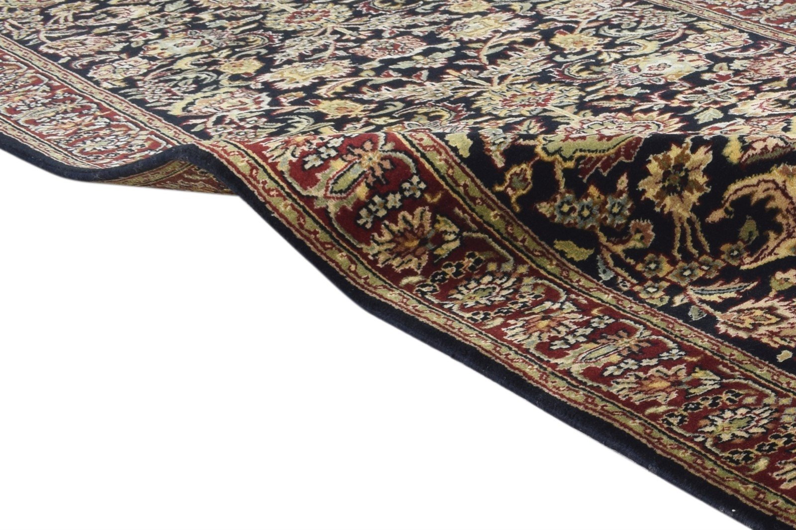 Nicolina Hand Knotted Black Wool Rug 3' X 11' Persian Kashan Oriental Runner 7864639324309
