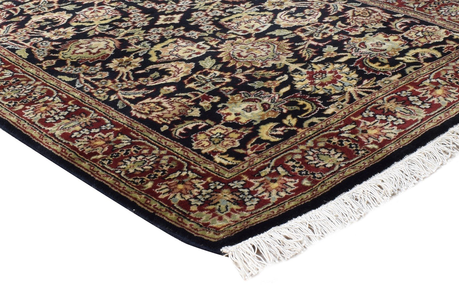 Nicolina Hand Knotted Black Wool Rug 3' X 11' Persian Kashan Oriental Runner 7864639324309