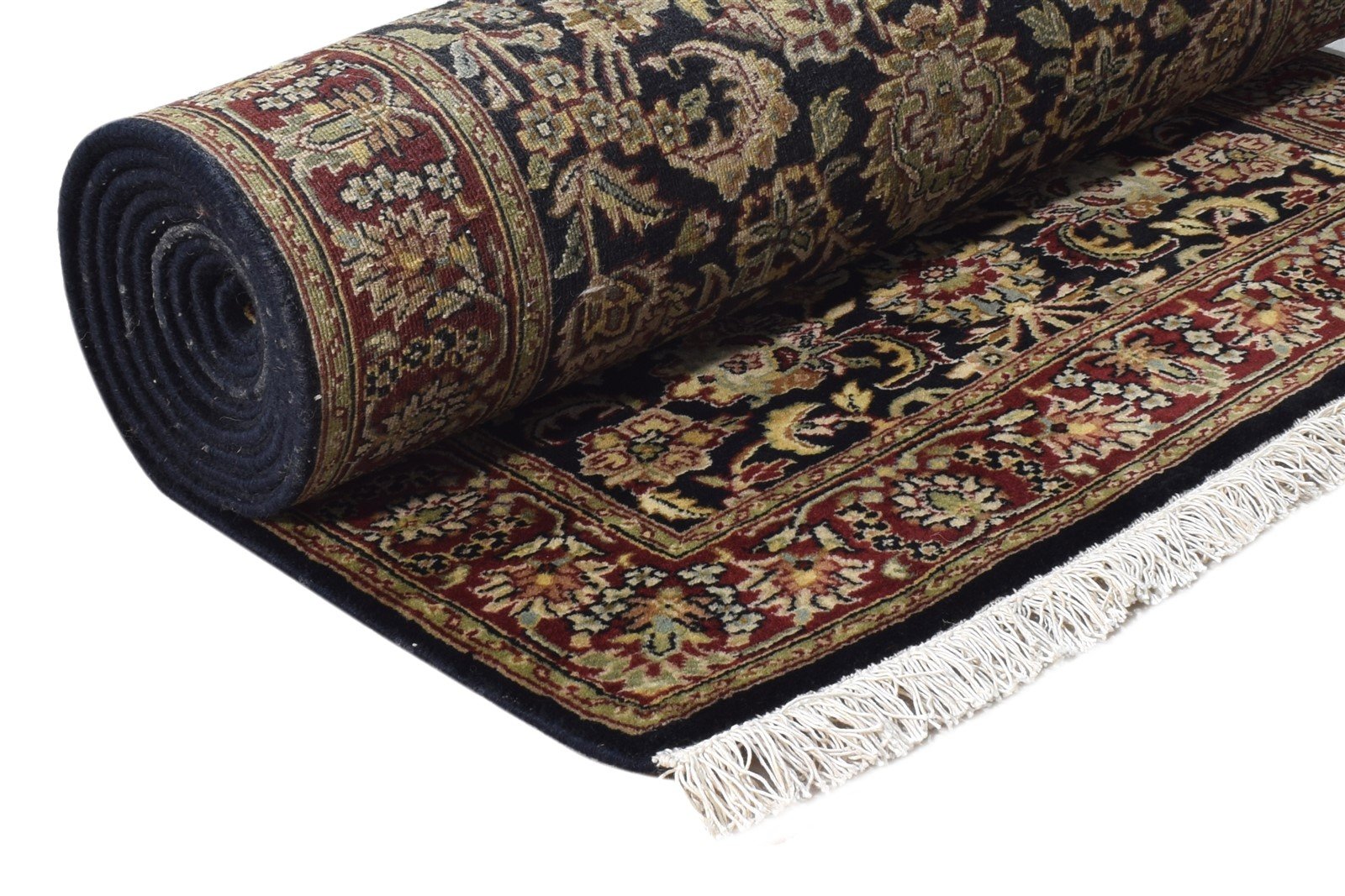 Nicolina Hand Knotted Black Wool Rug 3' X 11' Persian Kashan Oriental Runner 7864639324309