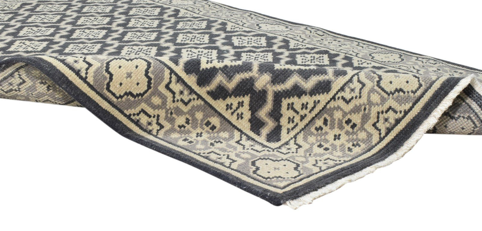 Hand Knotted Black Wool Rug 4' X 6' Persian Oriental Trellis Room Size Carpet 7860681212053