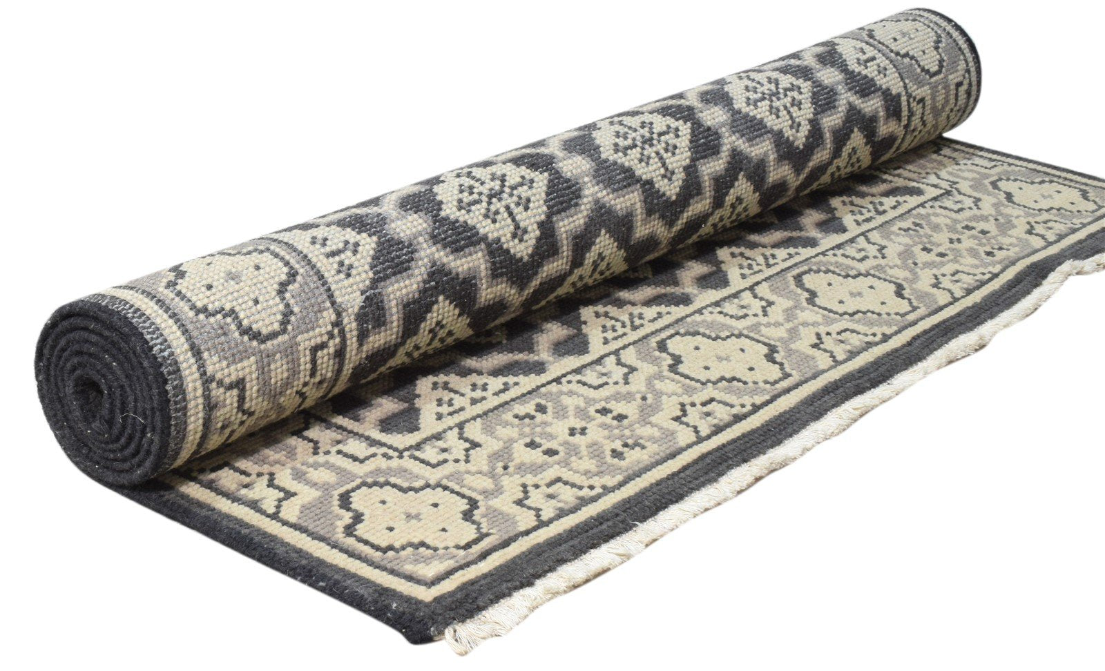 Hand Knotted Black Wool Rug 4' X 6' Persian Oriental Trellis Room Size Carpet 7860681212053