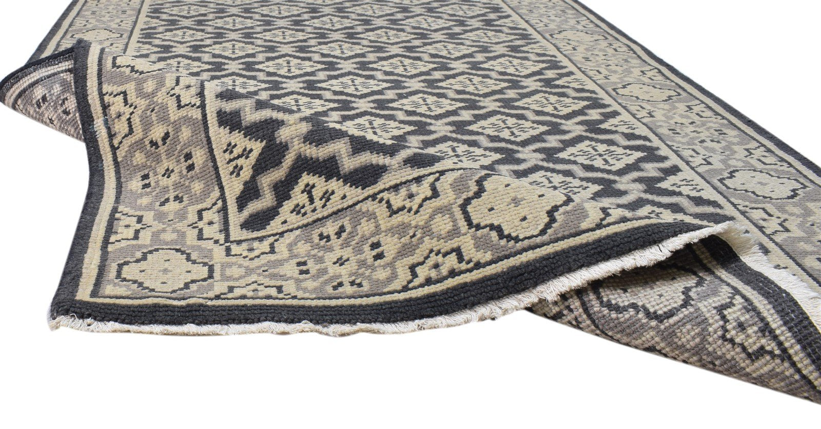 Hand Knotted Black Wool Rug 6' X 3' Persian Oriental Trellis Room Size Carpet 7860681441429