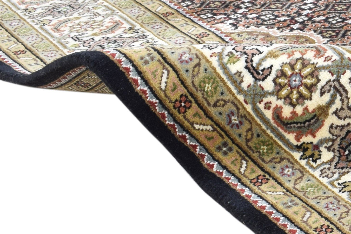 Lea Hand Knotted Black Wool Rug 6' X 8' Persian Mir Oriental 7864981684373