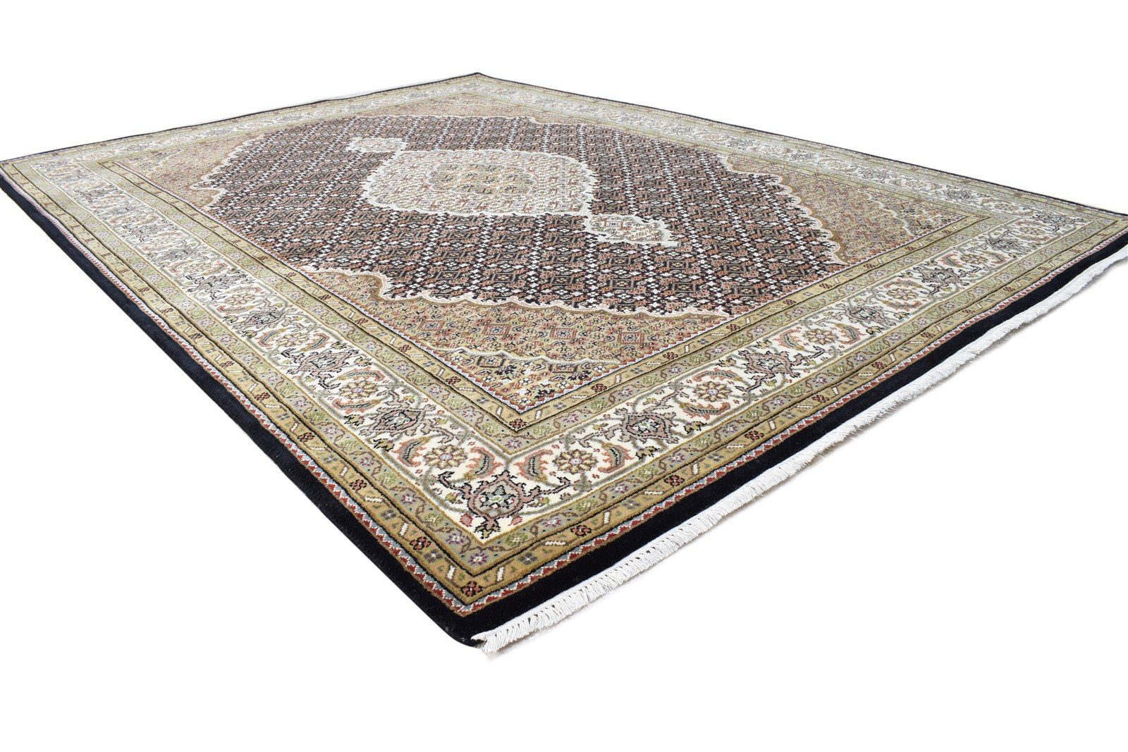 Lea Hand Knotted Black Wool Rug 6' X 8' Persian Mir Oriental 7864981684373