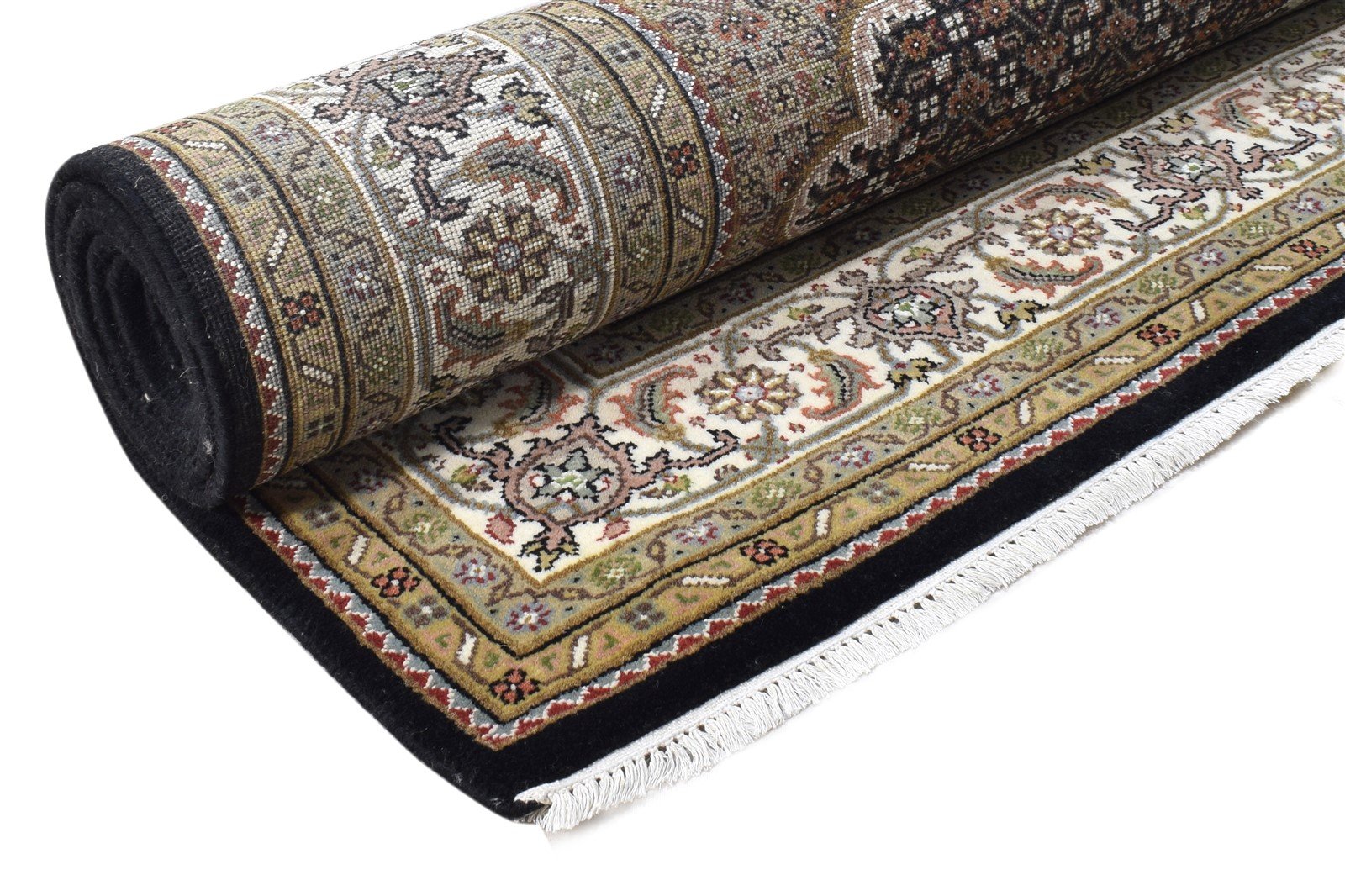Lea Hand Knotted Black Wool Rug 6' X 8' Persian Mir Oriental 7864981684373