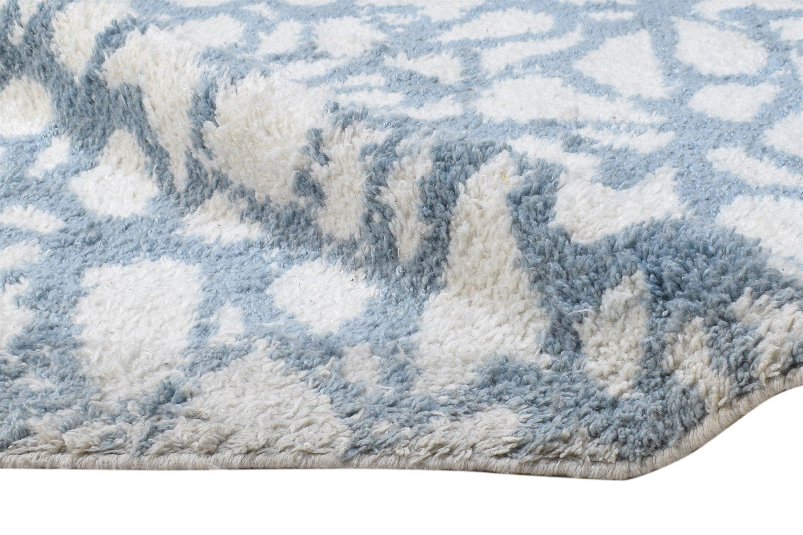 Hand Knotted Blue Pet Yarn Rug 5X8 Modern Scandinavian Abstract Room Size Carpet 7864790089877