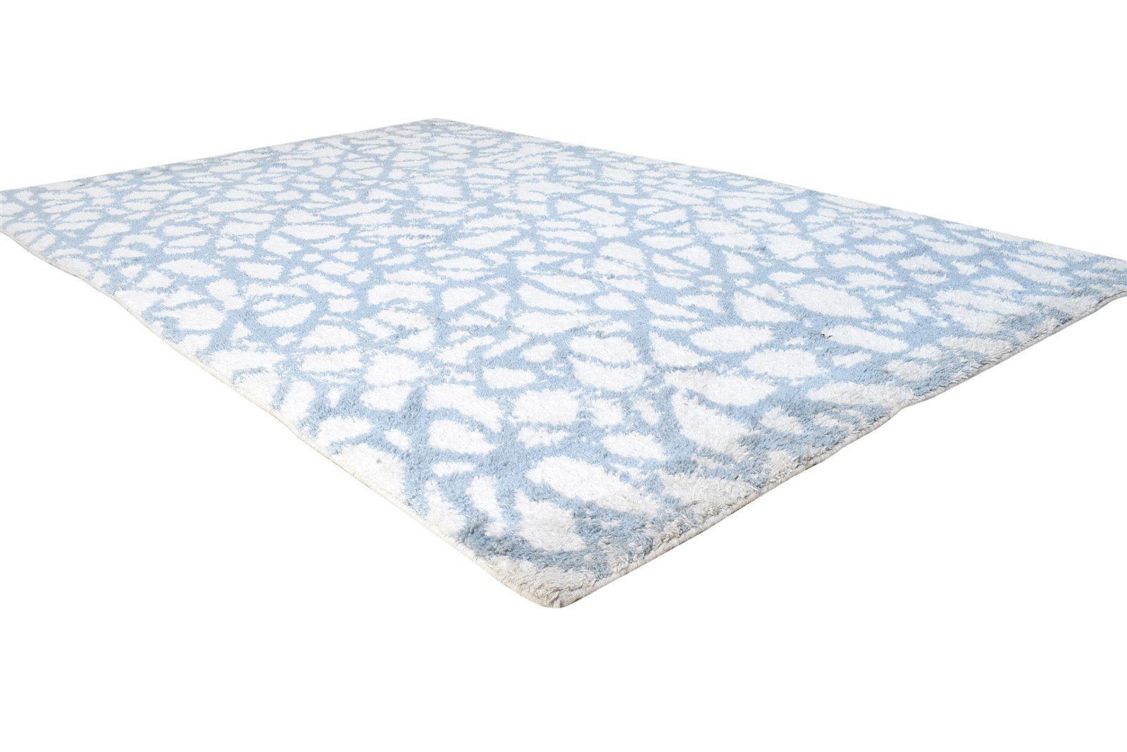 Hand Knotted Blue Pet Yarn Rug 5X8 Modern Scandinavian Abstract Room Size Carpet 7864790089877