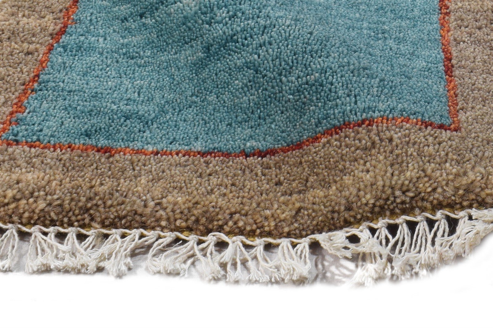 Hand Knotted Blue Wool Rug 1' X 2' Modern Scandinavian Bordered Small Carpet 7865099223189