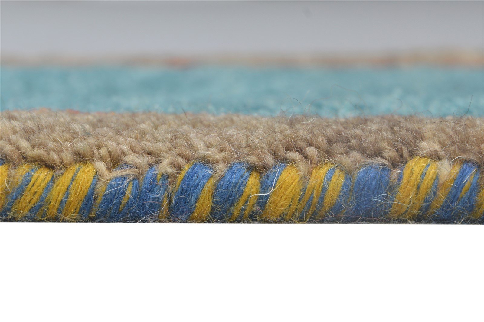 Hand Knotted Blue Wool Rug 1' X 2' Modern Scandinavian Bordered Small Carpet 7865099223189