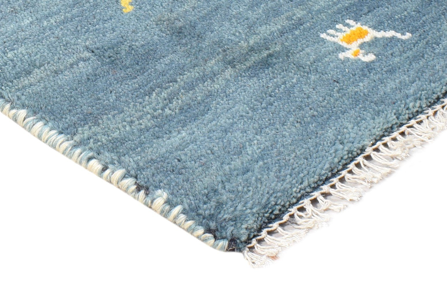 Hand Knotted Blue Wool Rug 1' X 2' Persian Southwestern Tribal Small Carpet 7865181012117