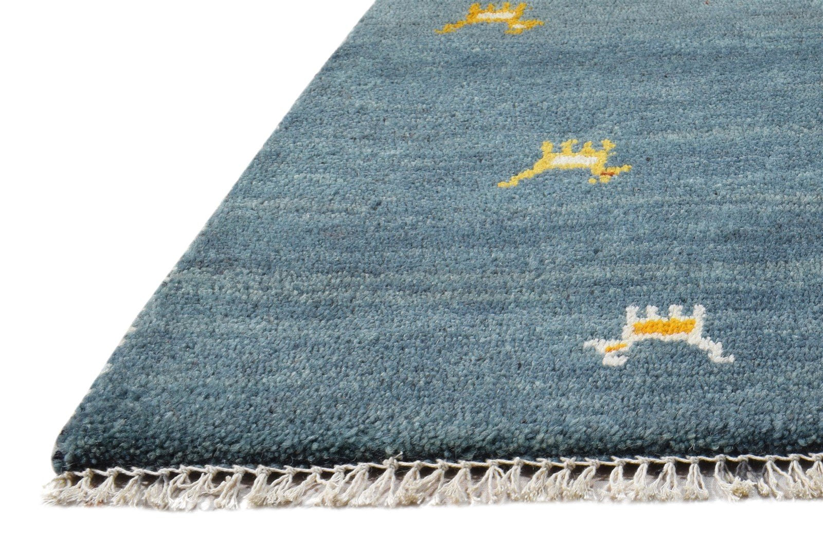 Hand Knotted Blue Wool Rug 1' X 2' Persian Southwestern Tribal Small Carpet 7865181012117