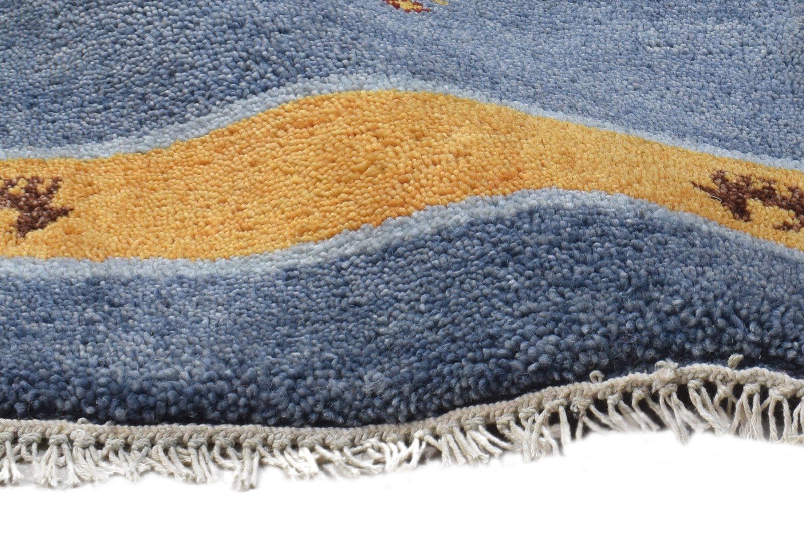 Hand Knotted Blue Wool Rug 1' X 2' Southwestern American Tribal Small Carpet 7865083953301
