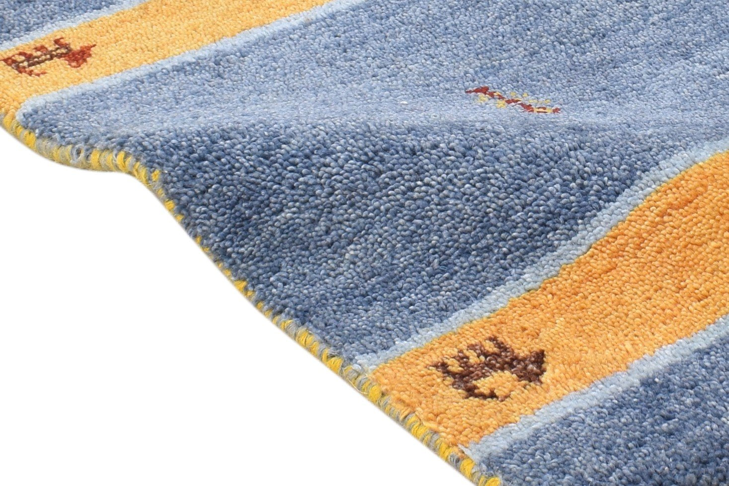 Hand Knotted Blue Wool Rug 1' X 2' Southwestern American Tribal Small Carpet 7865083953301