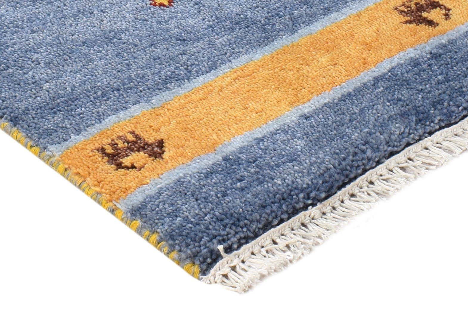 Hand Knotted Blue Wool Rug 1' X 2' Southwestern American Tribal Small Carpet 7865083953301
