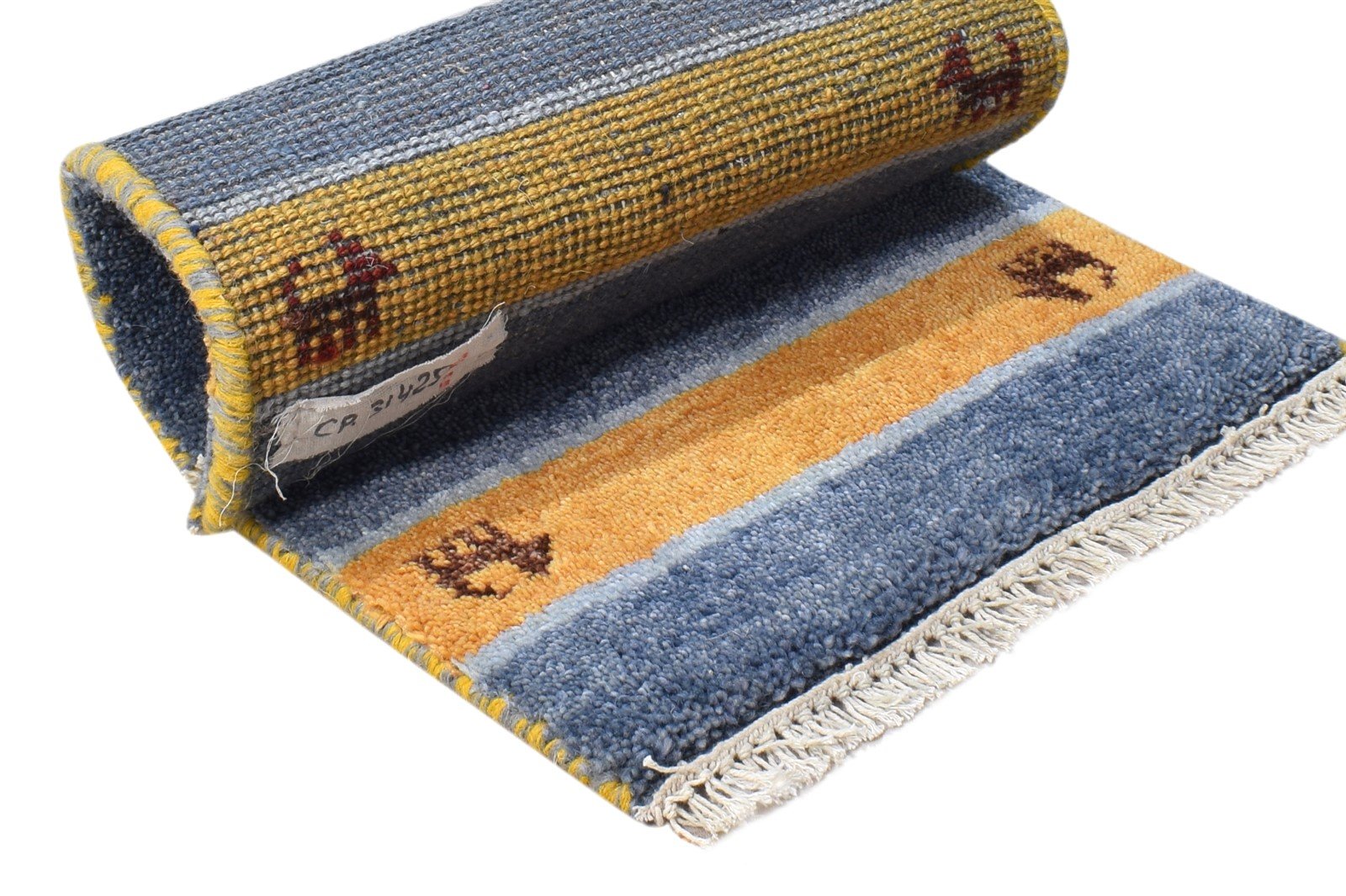 Hand Knotted Blue Wool Rug 1' X 2' Southwestern American Tribal Small Carpet 7865083953301