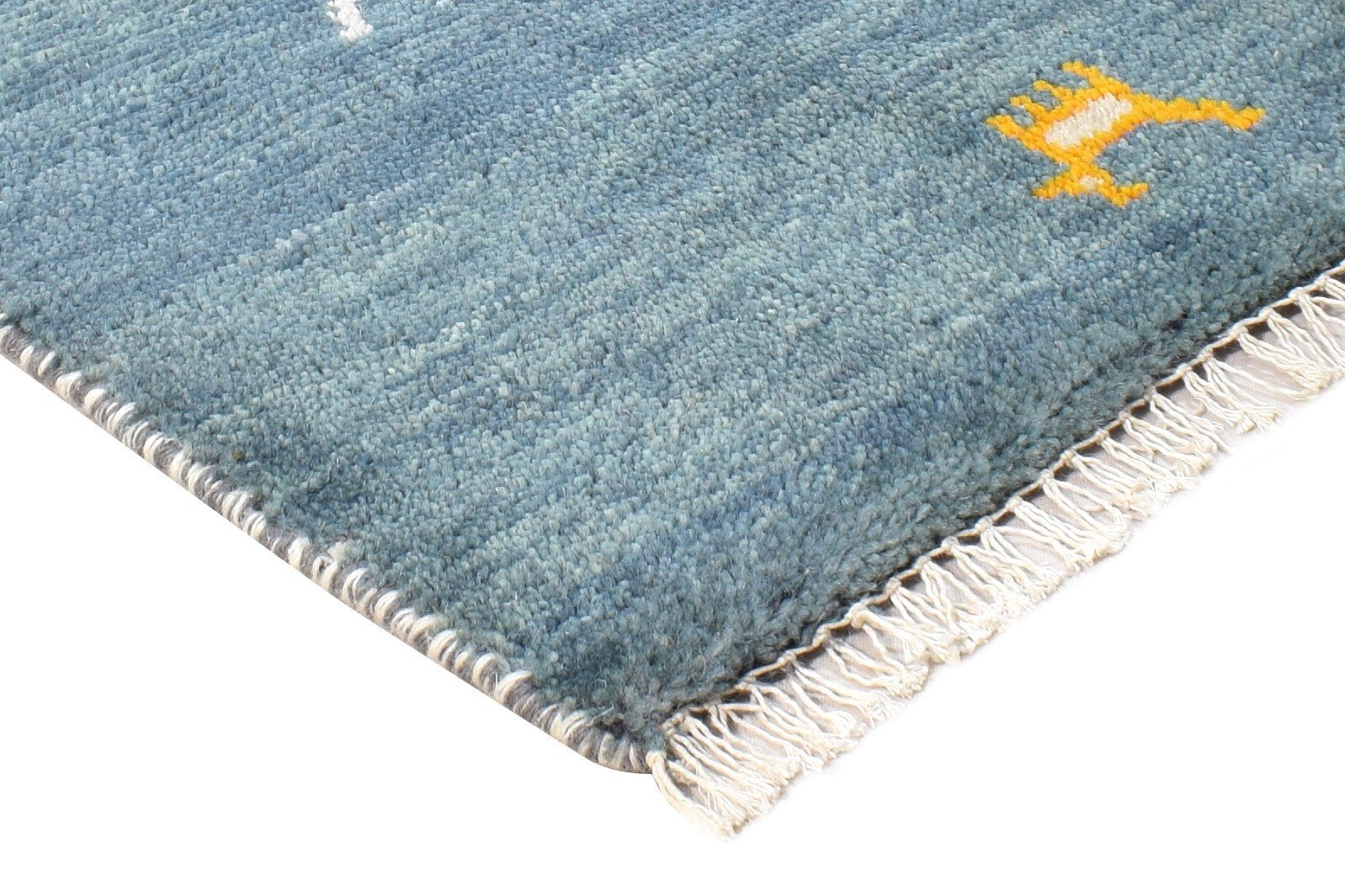 Hand Knotted Blue Wool Rug 1' X 2' Southwestern American Tribal Small Carpet 7865087033493