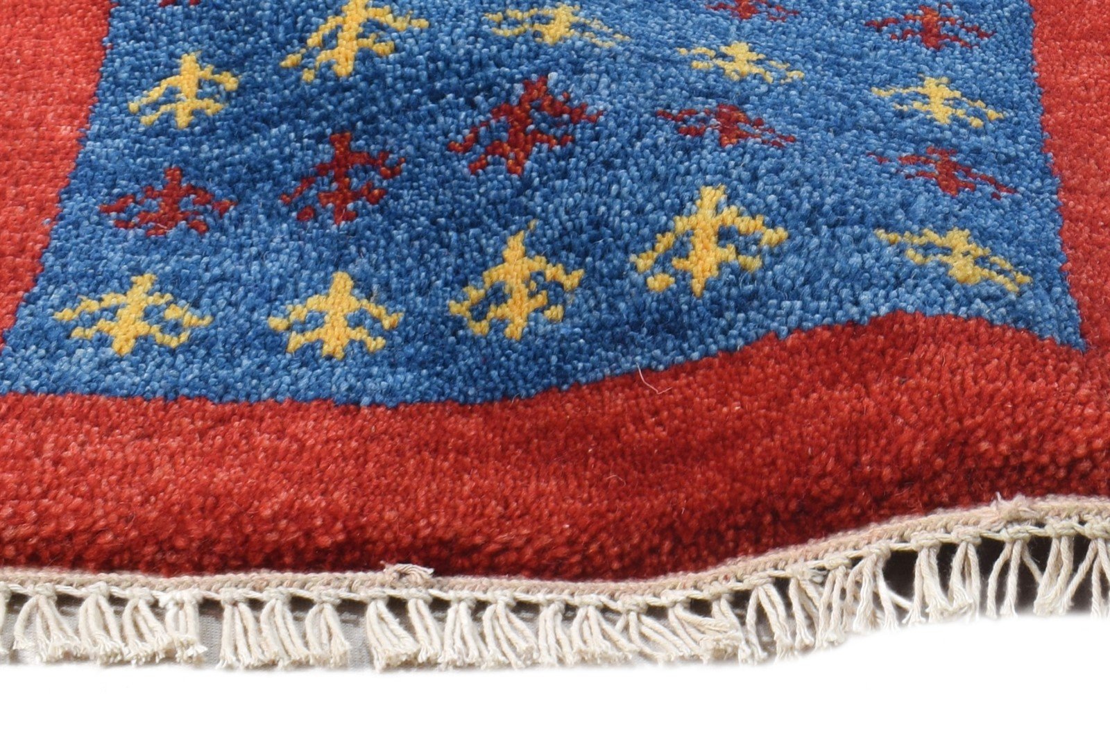 Hand Knotted Blue Wool Rug 1' X 2' Southwestern American Tribal Small Carpet 7865088311445