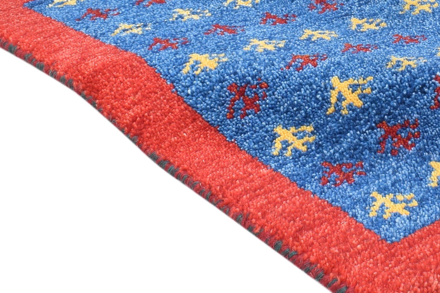 Hand Knotted Blue Wool Rug 1' X 2' Southwestern American Tribal Small Carpet 7865088311445