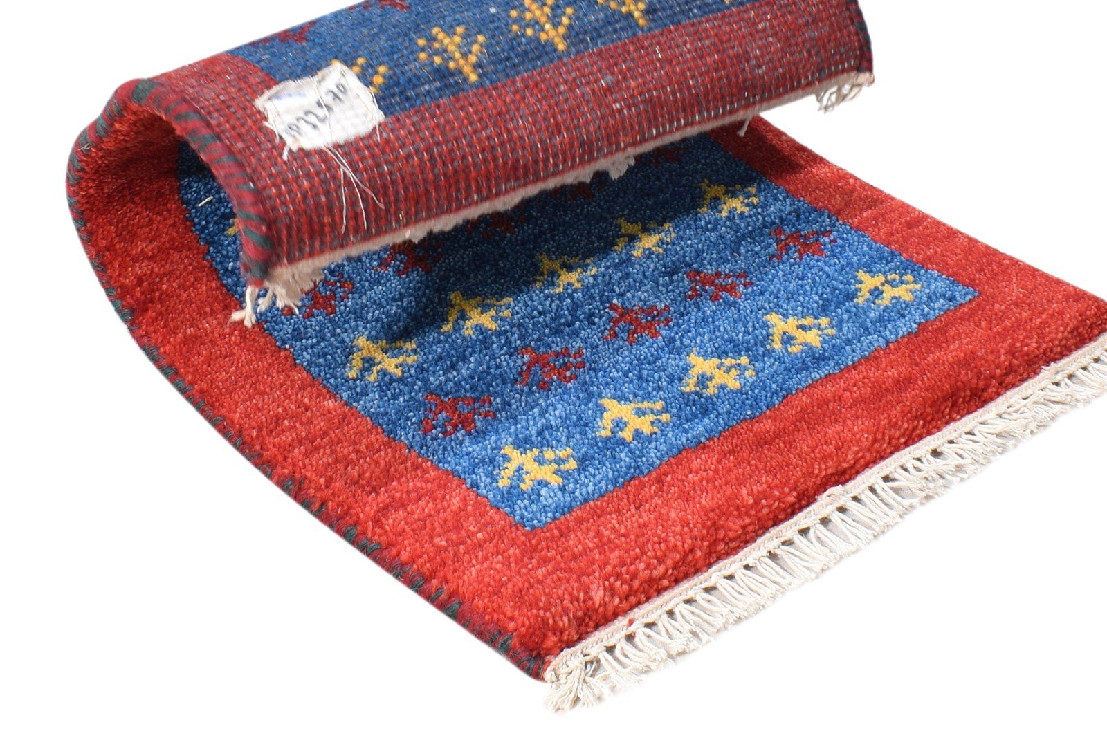 Hand Knotted Blue Wool Rug 1' X 2' Southwestern American Tribal Small Carpet 7865088311445