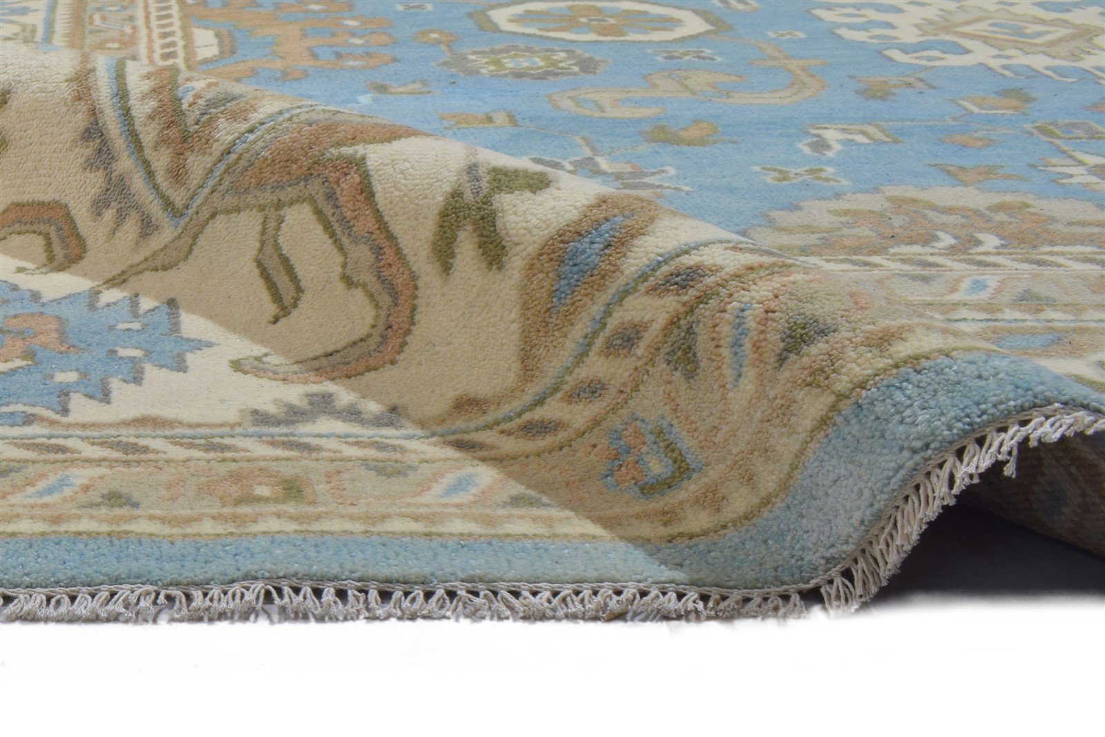 Shirley Hand Knotted Blue Wool Rug 10' X 14' Persian Oushak Oriental 7864221630613