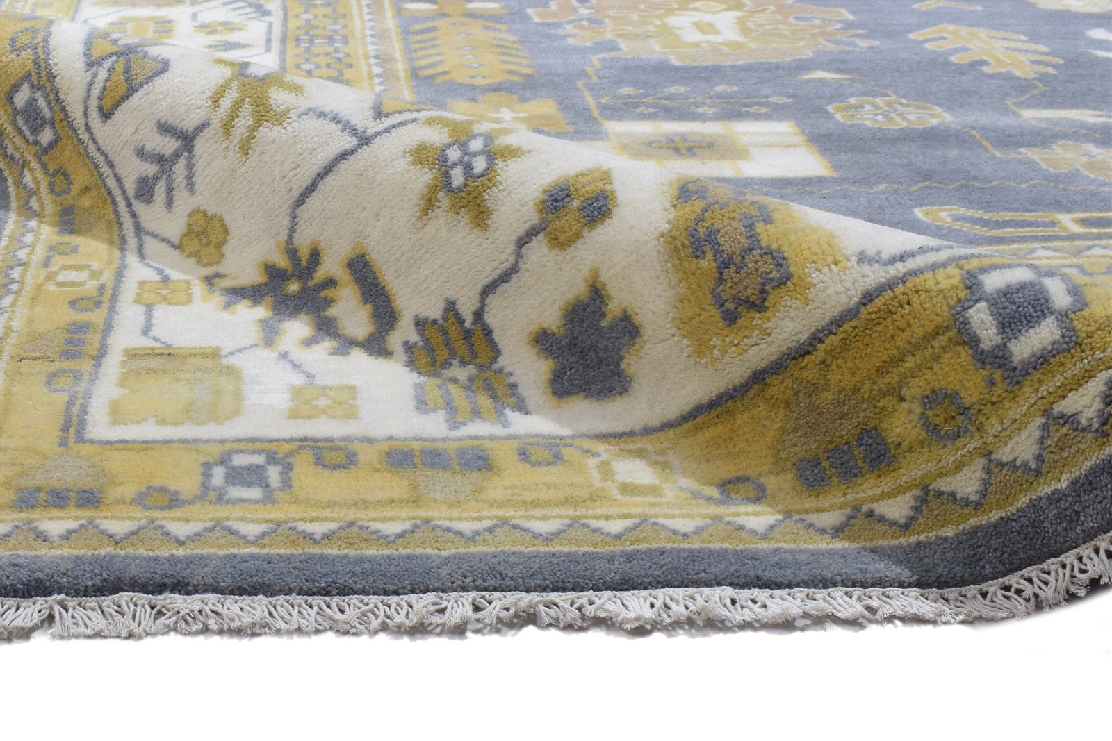 Hand Knotted Blue Wool Rug 10' X 14' Persien Oushak Oriental Extra Large Carpet 7864327438485