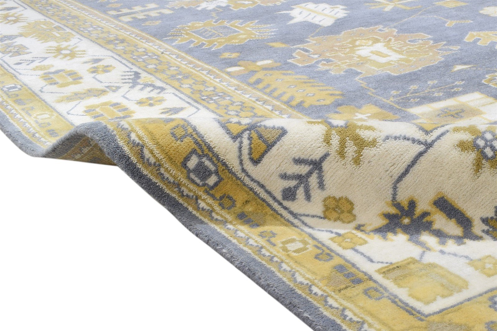 Hand Knotted Blue Wool Rug 10' X 14' Persien Oushak Oriental Extra Large Carpet 7864327438485