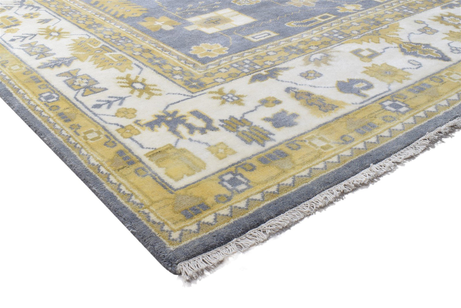 Hand Knotted Blue Wool Rug 10' X 14' Persien Oushak Oriental Extra Large Carpet 7864327438485