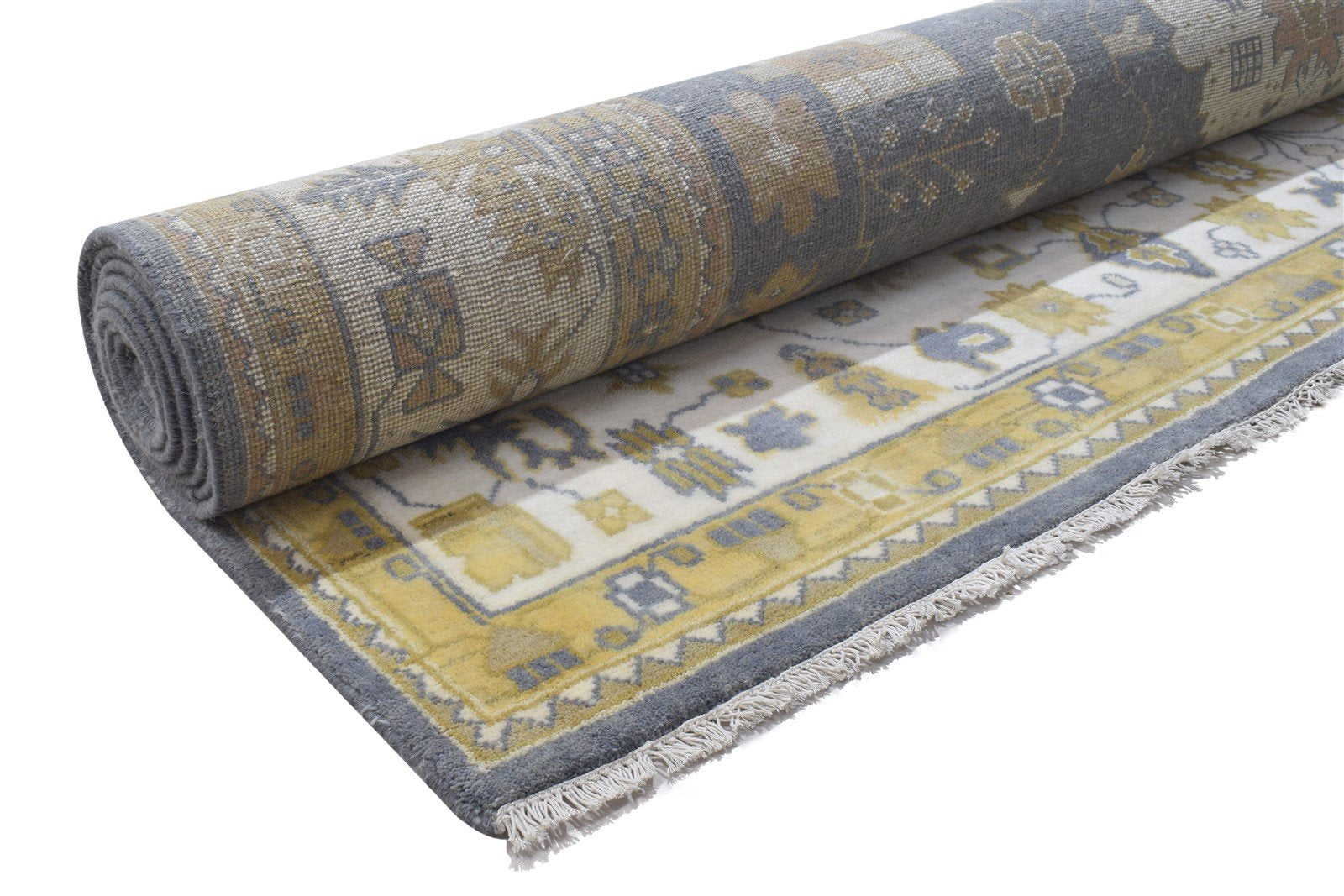 Hand Knotted Blue Wool Rug 10' X 14' Persien Oushak Oriental Extra Large Carpet 7864327438485