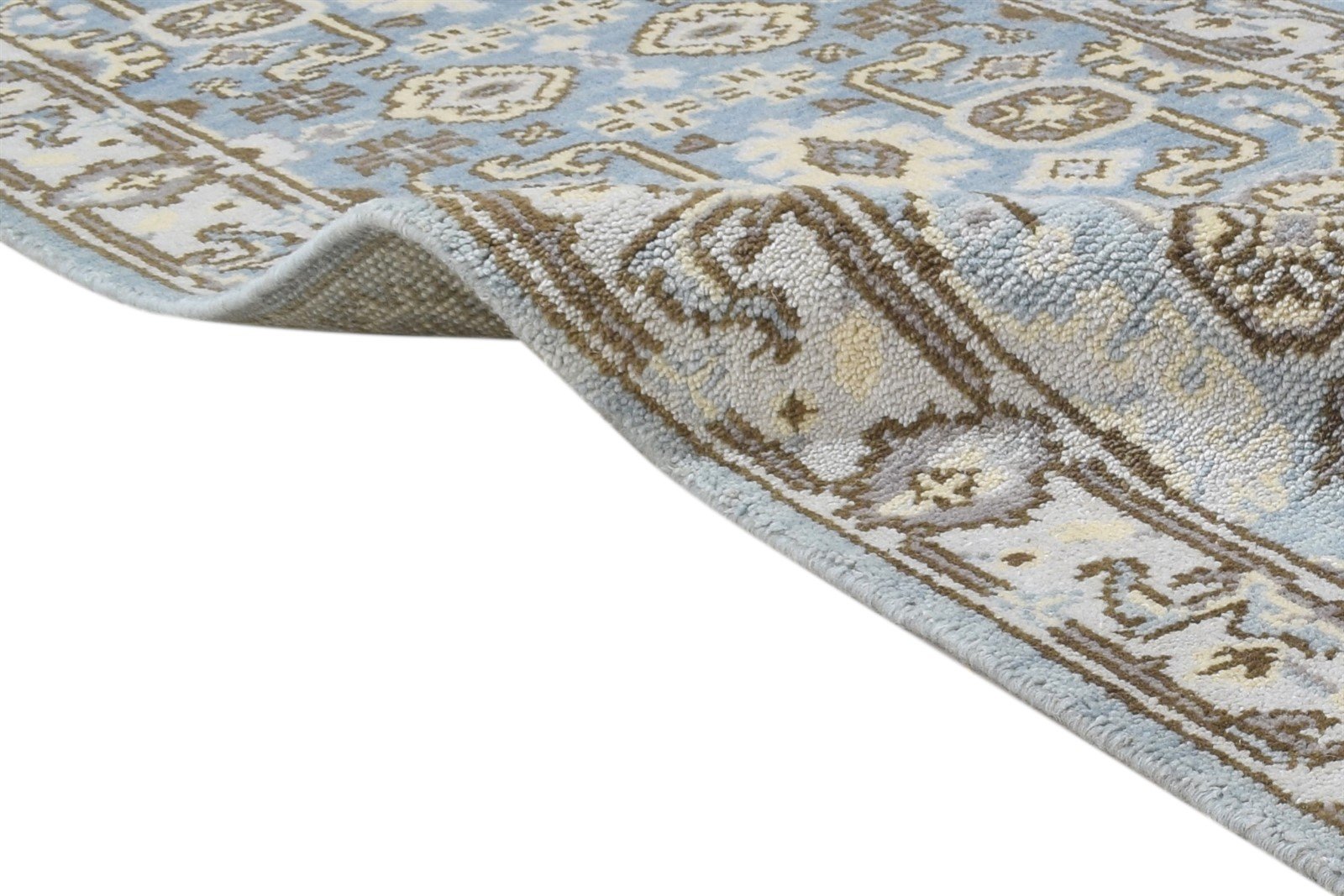 Hand Knotted Blue Wool Rug 2'6 X 8' Persian Oushak Oriental Small Runner 7864832852117