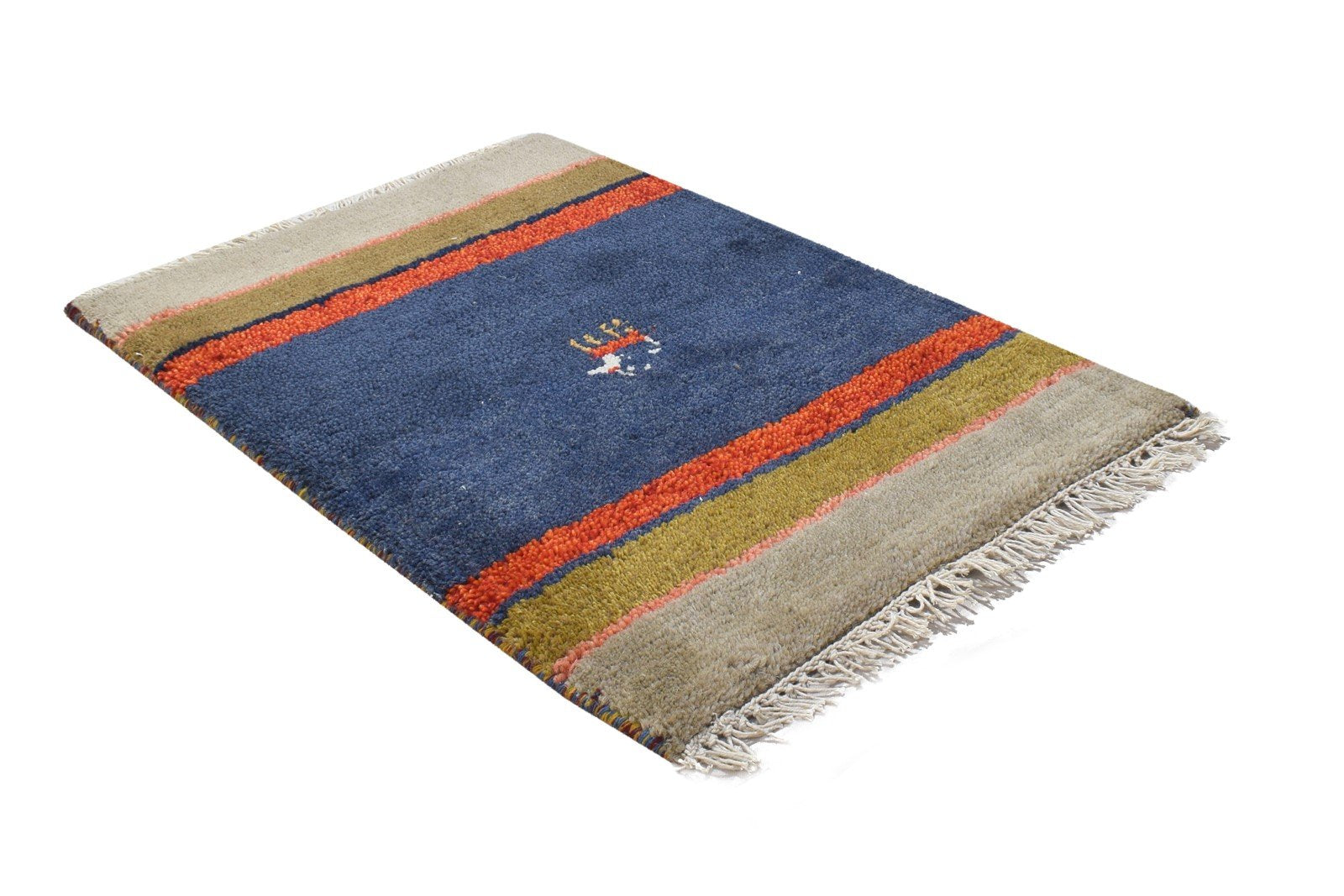 Hand Knotted Blue Wool Rug 2' X 2' Persian Gabbeh Southwestern Small Carpet 7864824955029